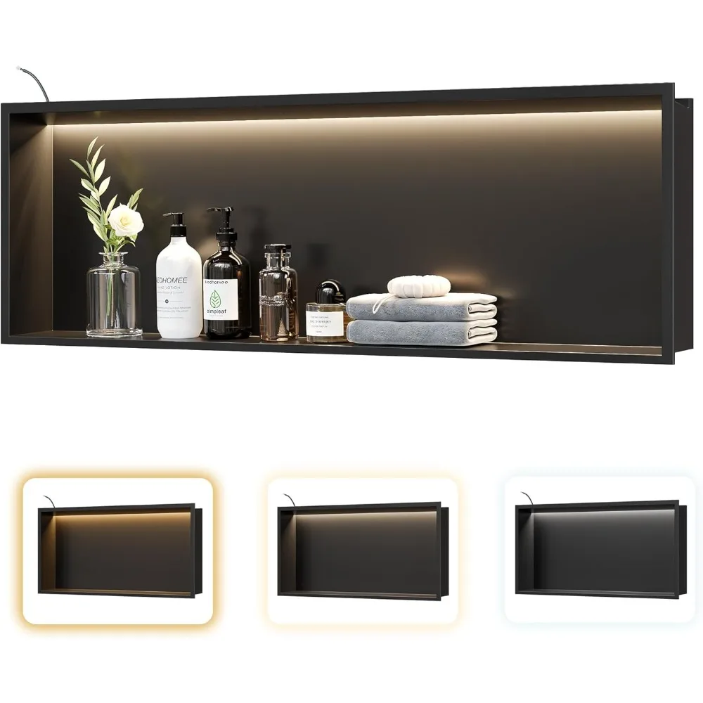 New upgrade -Matte Black LED Shower Niche,36