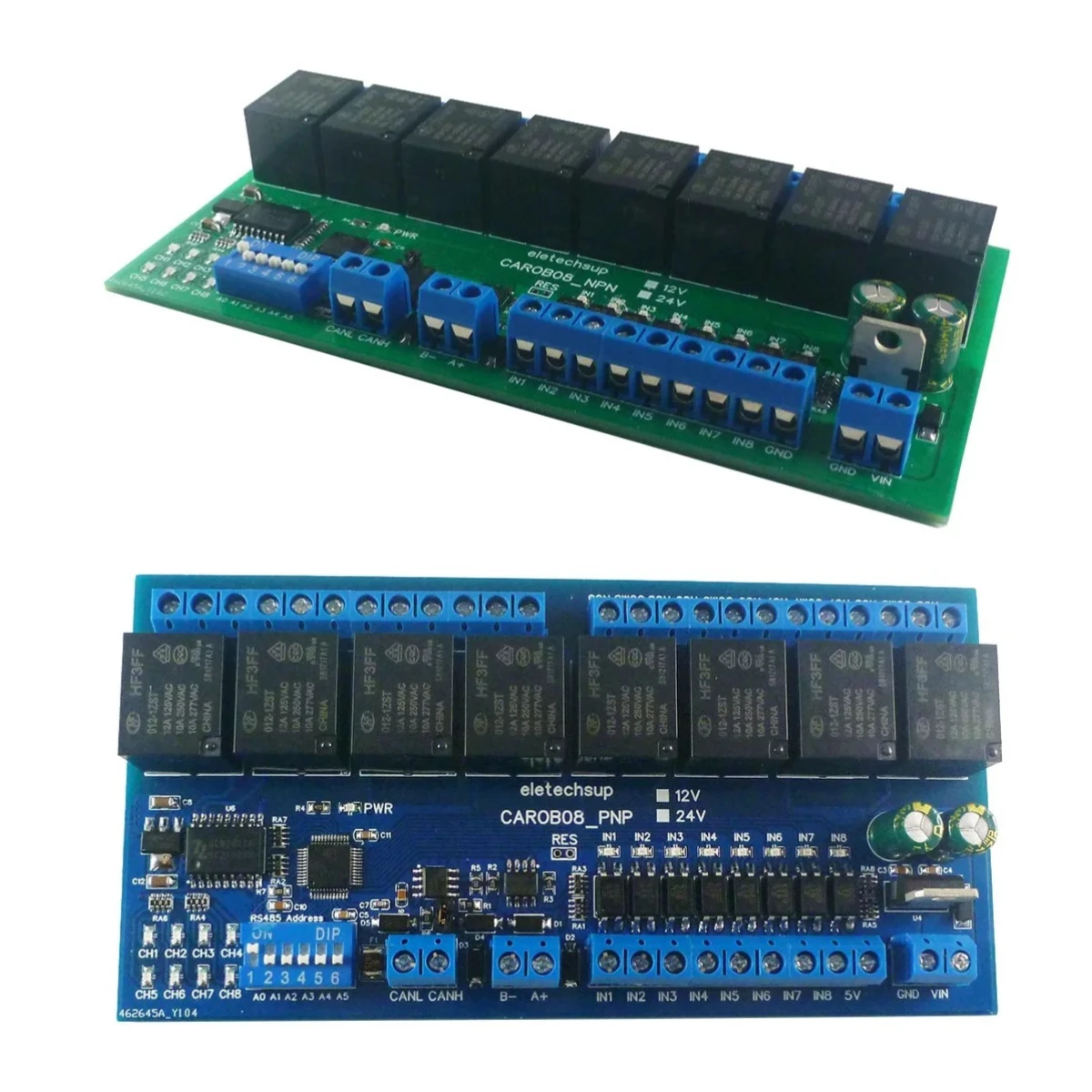 

DC 12V/24V 4-16CH DI-DO CAN Fieldbus Relay Module RS485 Modbus RTU PLC IO Expanding Board NPN/PNP Digital Input CAN Controller