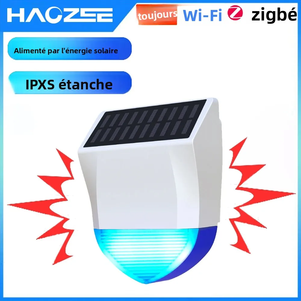 Haozee Tuya – sirène intelligente Zigbee/Wifi, alarme d'extérieur, étanche, avec alimentation solaire et USB, télécommande 95db en option