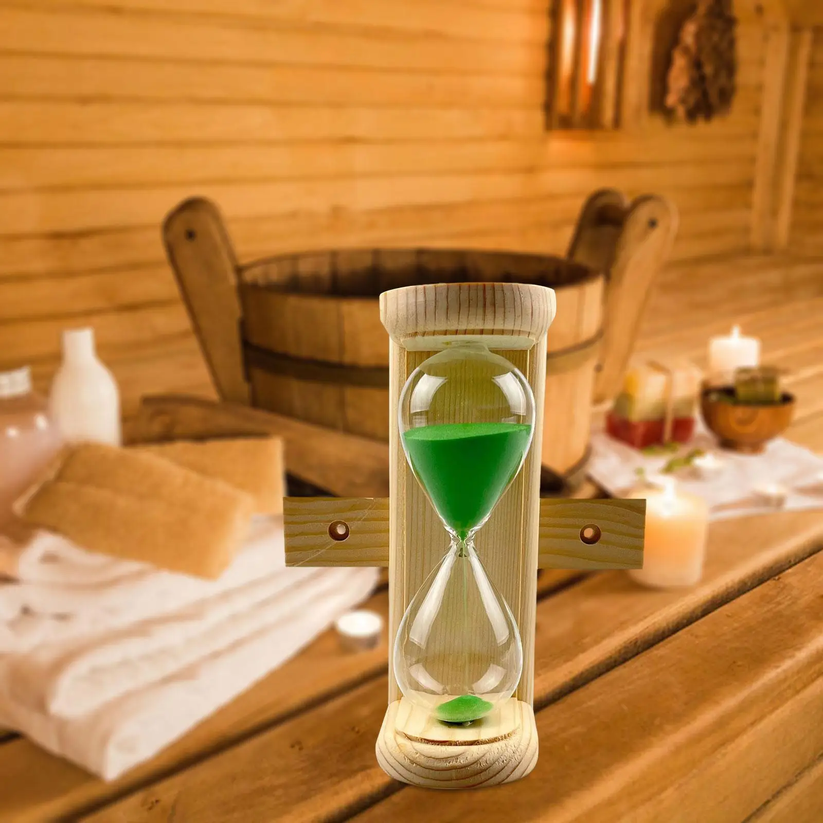 Sauna Sand Timer 15 Minutes Sauna Accessories Sandglass Timer Wood Hourglass Clock for Office Home SPA Classroom Cooking Bath