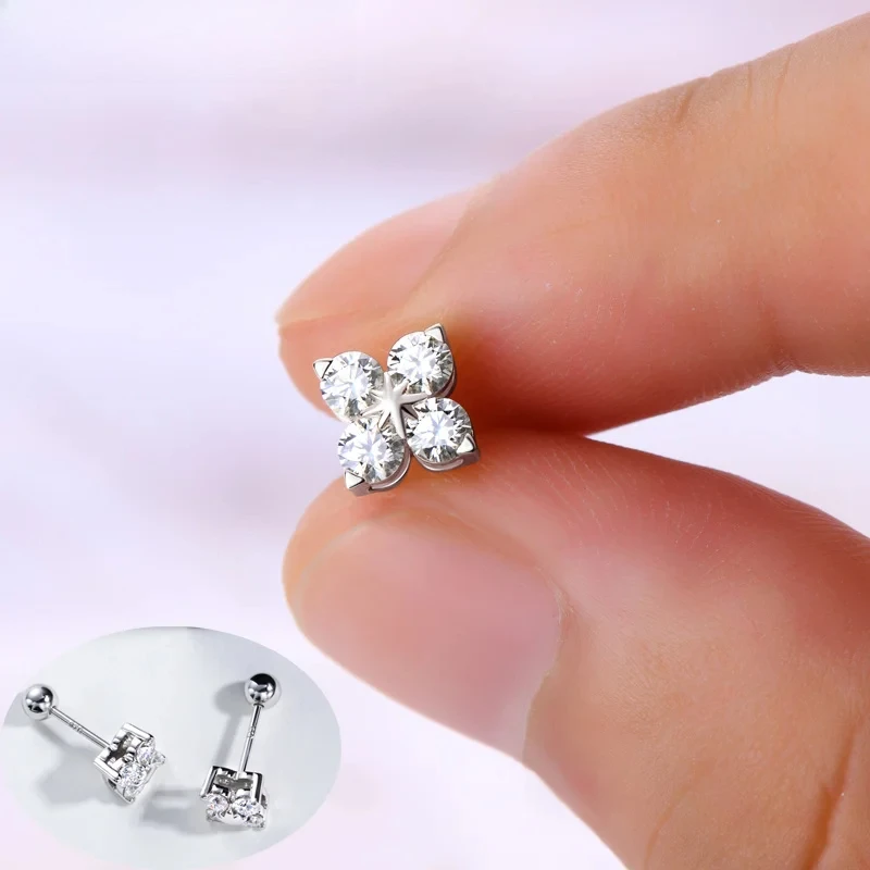 

100% 925 Sterling Silver Real 0.8 Carat D Color Moissanite Stud Earrings For Women Sparkling Party Gifts Fine Jewelry