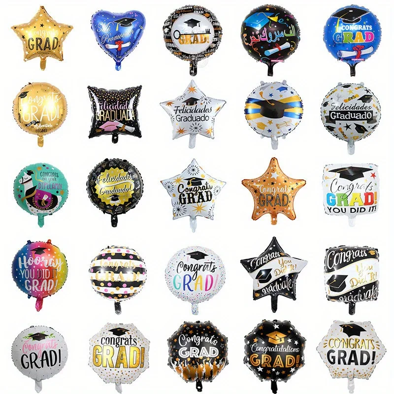 

5pcs 18 Inch Round Star Graduation Foil Balloons Graduate Party Decorations Graduation Ceremony Decor