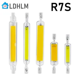 고출력 LED 유리 튜브 COB 전구, R7S 옥수수 램프, J78 J118, AC 110V, 220V, 240V 램프 교체, 78mm, 118mm, 189mm