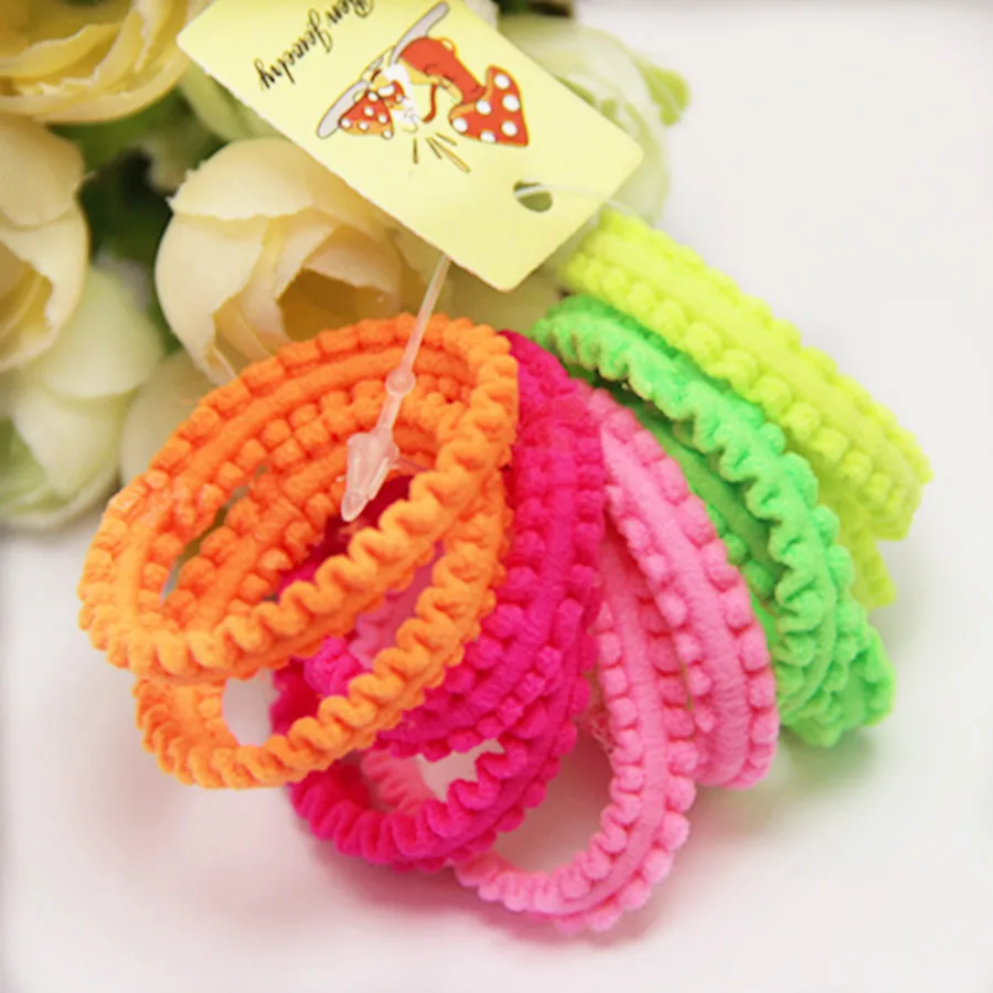 Children's Candy Color Double Lace Rubber Band 10 Packs High Elasticity Lace Headband