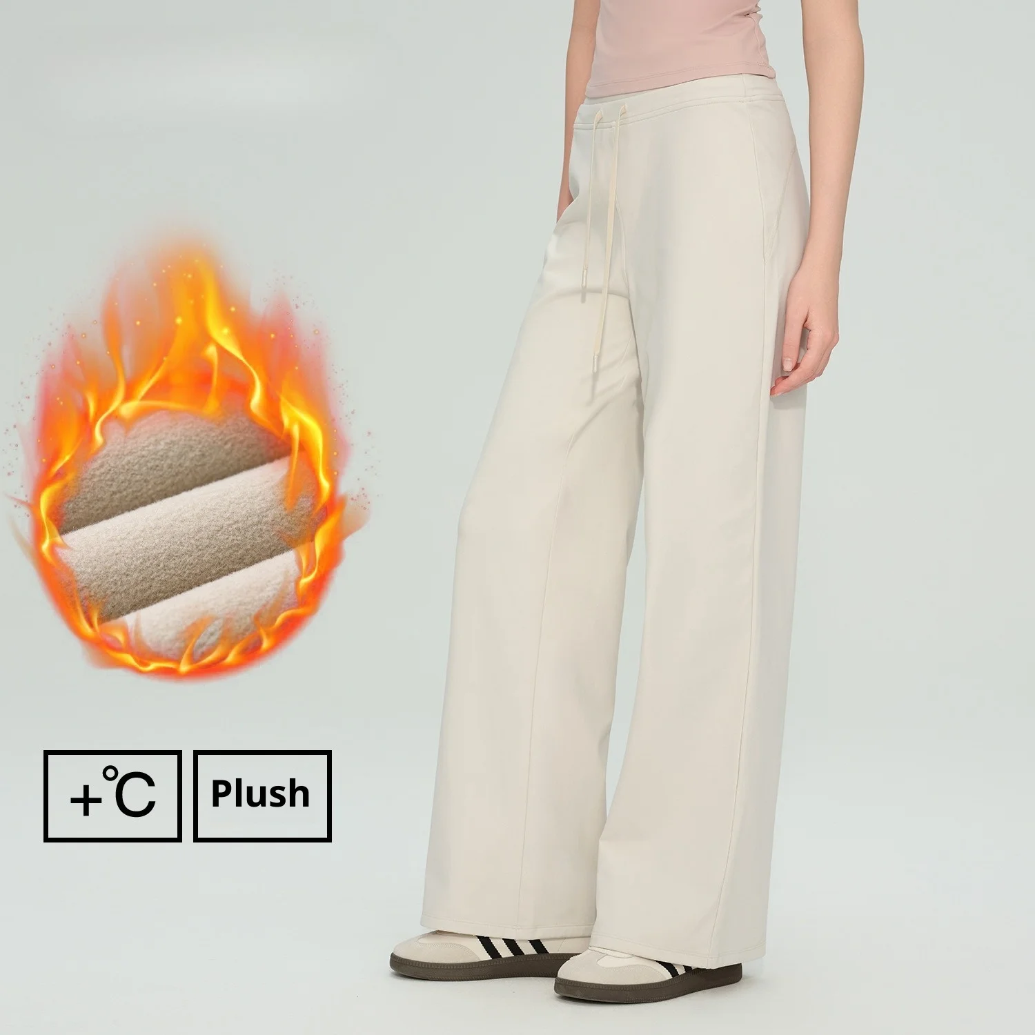 

Fleece-Lined Wide Leg Lounge Pants for Women – High Waist Drawstring Sweatpants with Relaxed Fit & Slimming Look