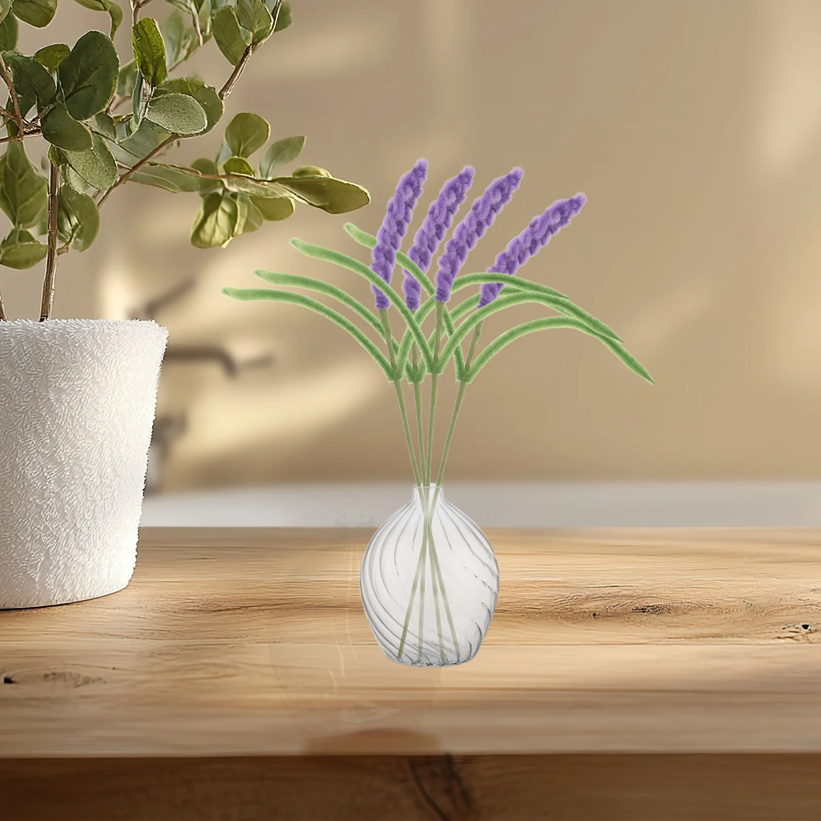 

10Pcs Lavender Simulation Flowers Purple Pipe Cleaner Stems Elegant Wedding Party Artificial Lavender Branches Faux Flower