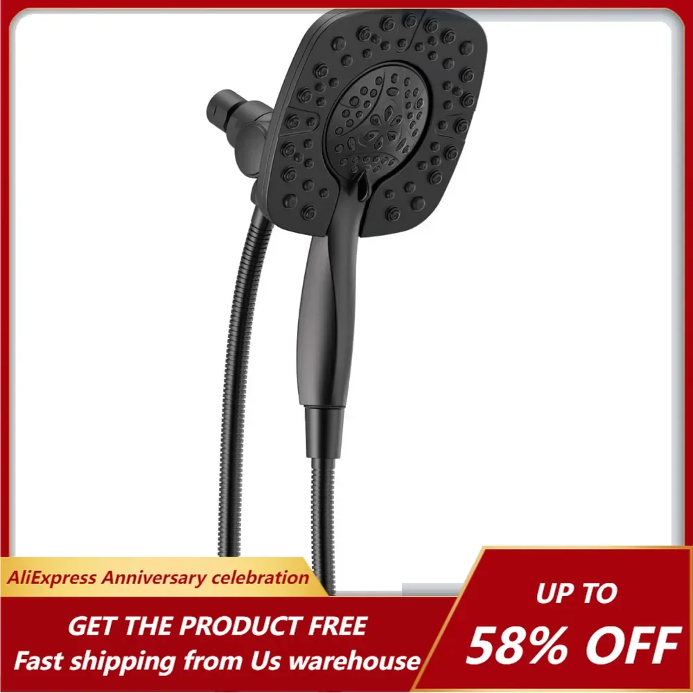 4-Spray in2ition Dual Shower Head with Handheld Spray, Matte Black Shower Head with Hose, Showerheads & Handheld Showers