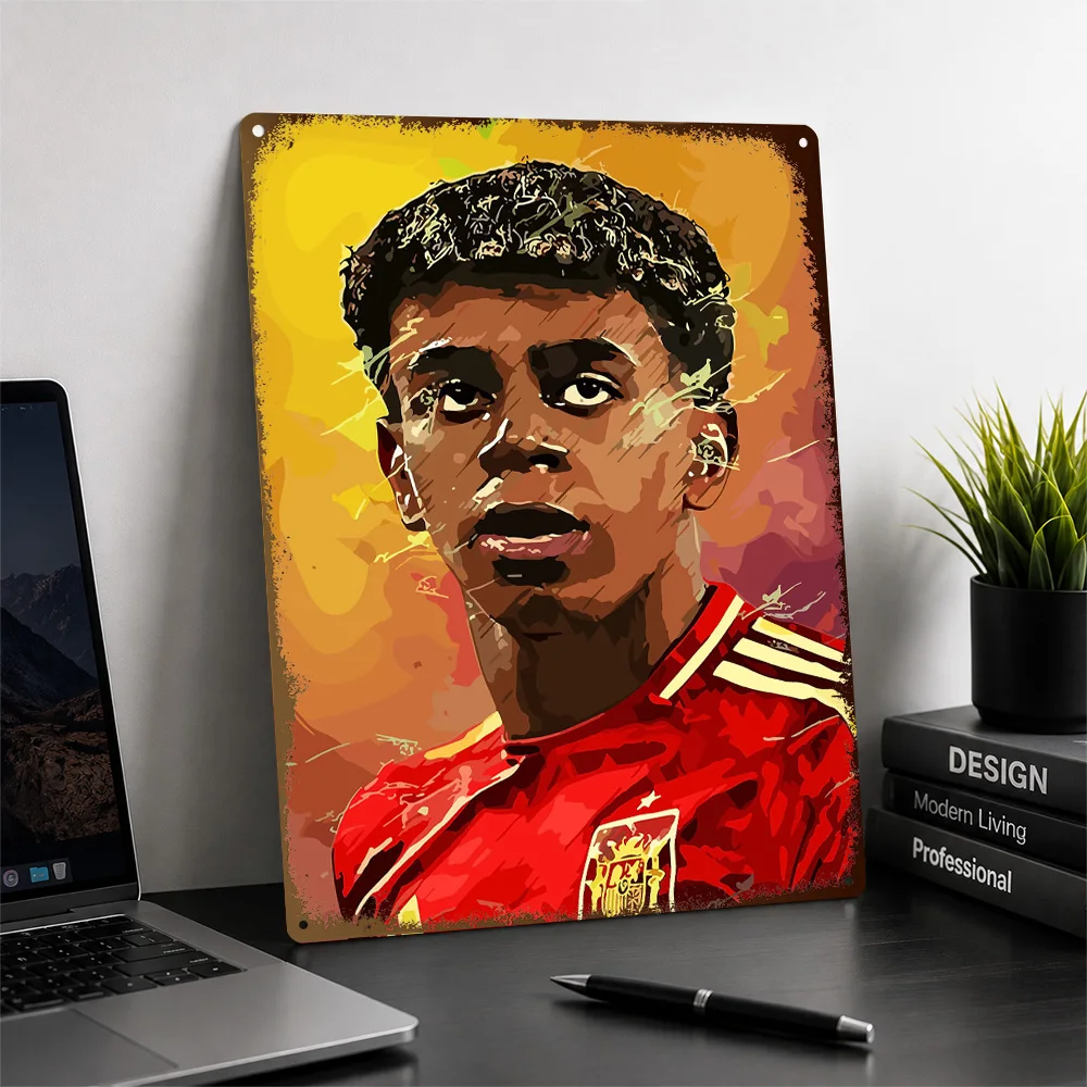 Lamine Yamal Aluminum Poster Customized Metal Sign Striking Athletic Champion Wall Art Made For Bedrooms And Player Collectors