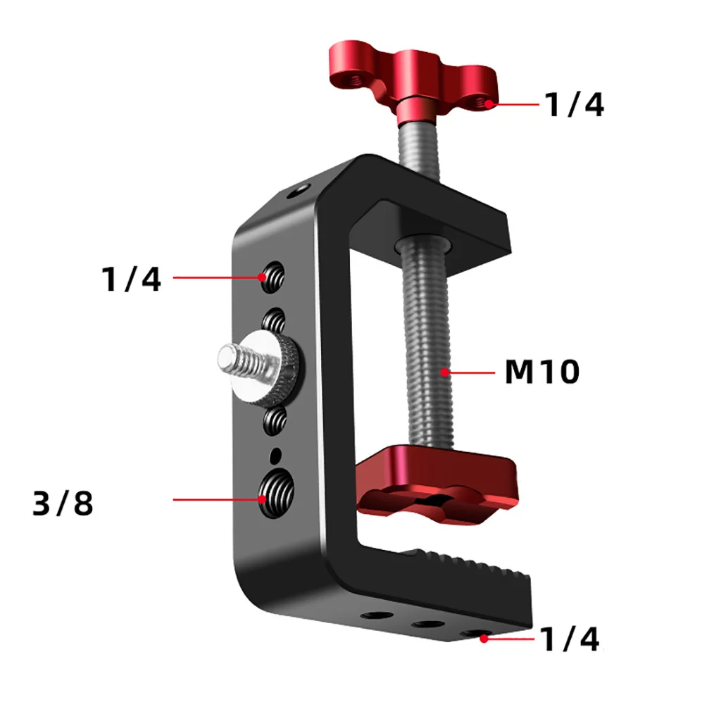 Clippable 62mm photography power clamp C-type power clamp tripod multi-functional desktop clamp metal fixing clip, 1/4 and 3/8