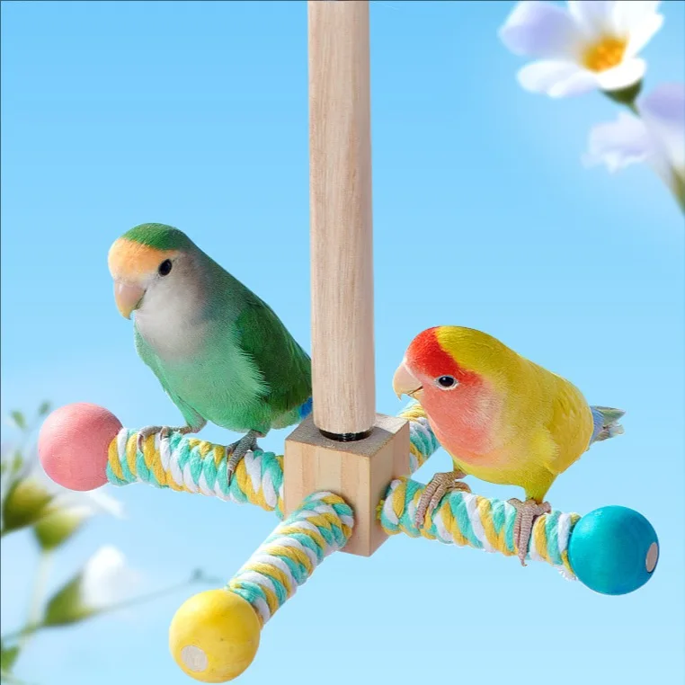 

1 шт. вращающаяся деревянная игрушка-качалка для птиц случайного цвета, интерактивная игрушка-ветряная мельница для жевания, для домашних птиц, попугаев, подвесной аксессуар для клетки
