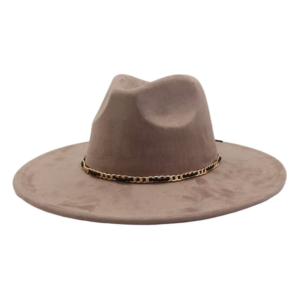 

Vintage Classic Wide Brim Jazz Cap with Belt Leatherette Western Cowboy Hats Fedora Hat Church Occasions