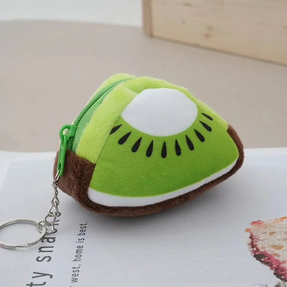 Fruta Plush Coin Purse para crianças, grande capacidade chaveiro saco de armazenamento de fone de ouvido, titular do cartão, chaveiro dos desenhos animados, feminino e crianças