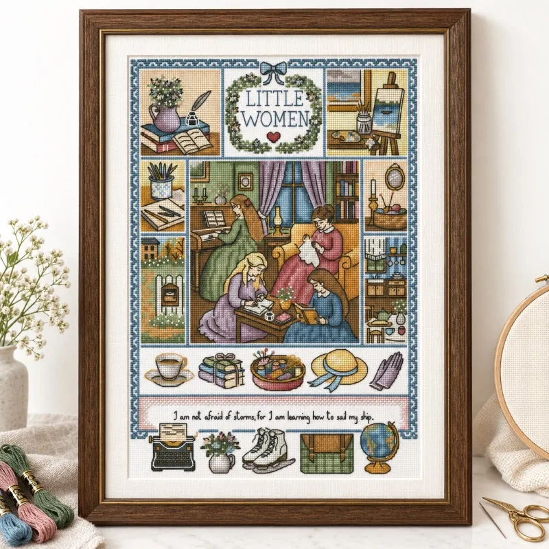 [CC6408- Little Women]DIY Stamped Cross Stitch Kit for Adults 11CT 14CT 16CT Printed Canvas Embroidery Craft Needlework