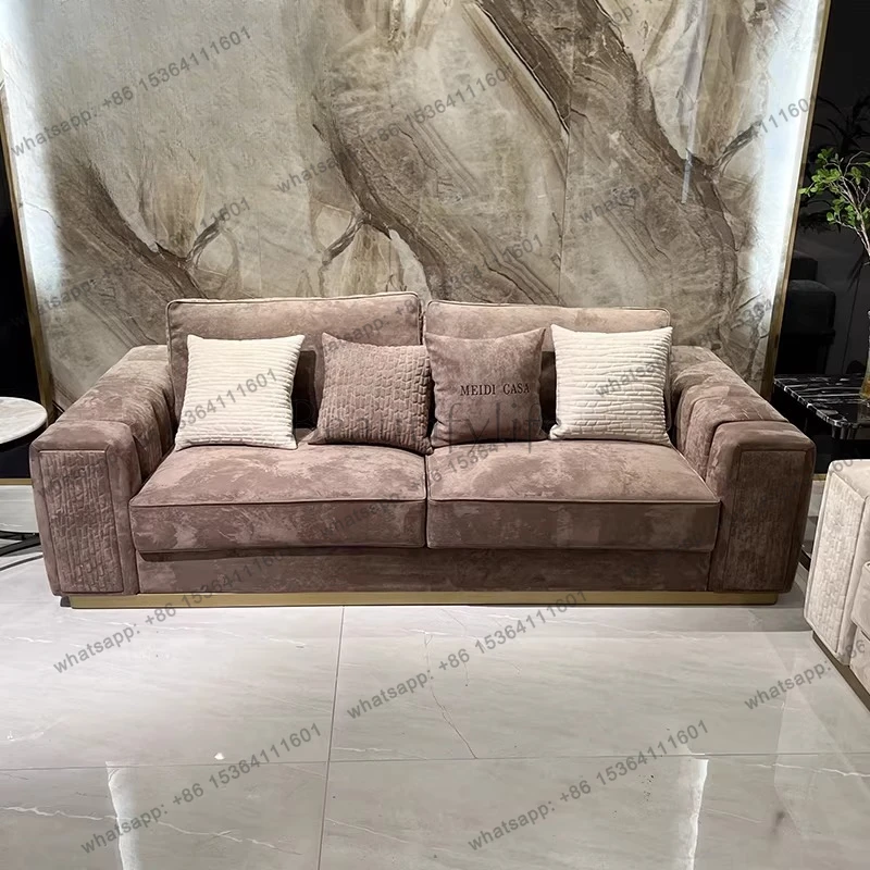 Post-modern light luxury sofa frosted leather simple high-end luxury flat floor furniture