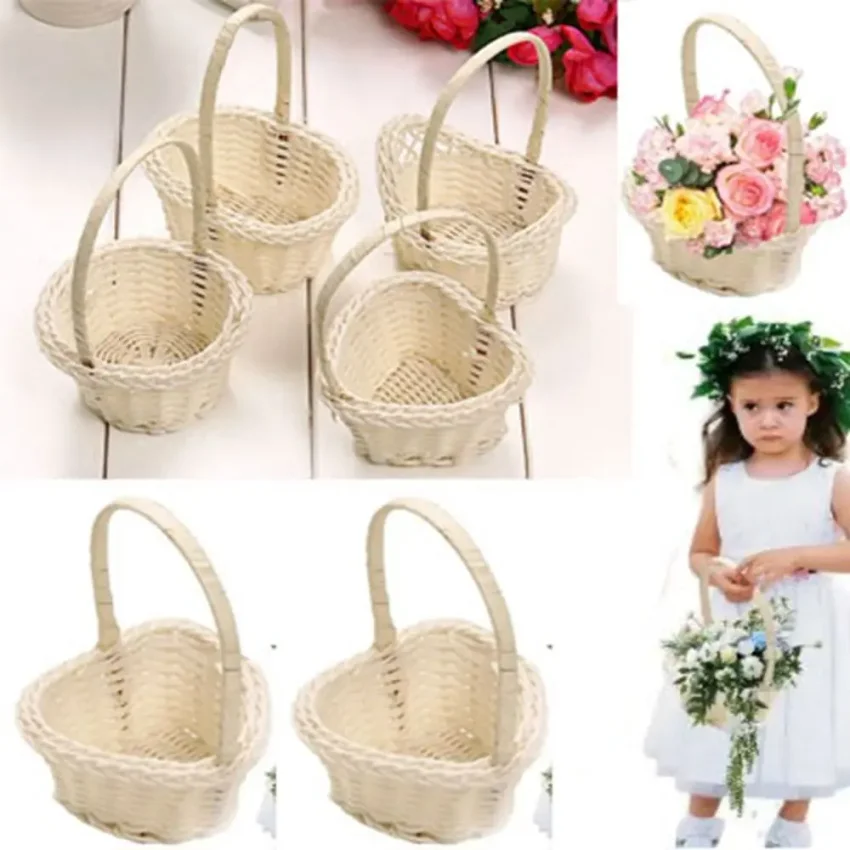 Beautiful Hand Made Flower Storage Basket Hand-Woven 3 Shapes Wicker Flower Basket Storage Baskets For Plant Home Wedding