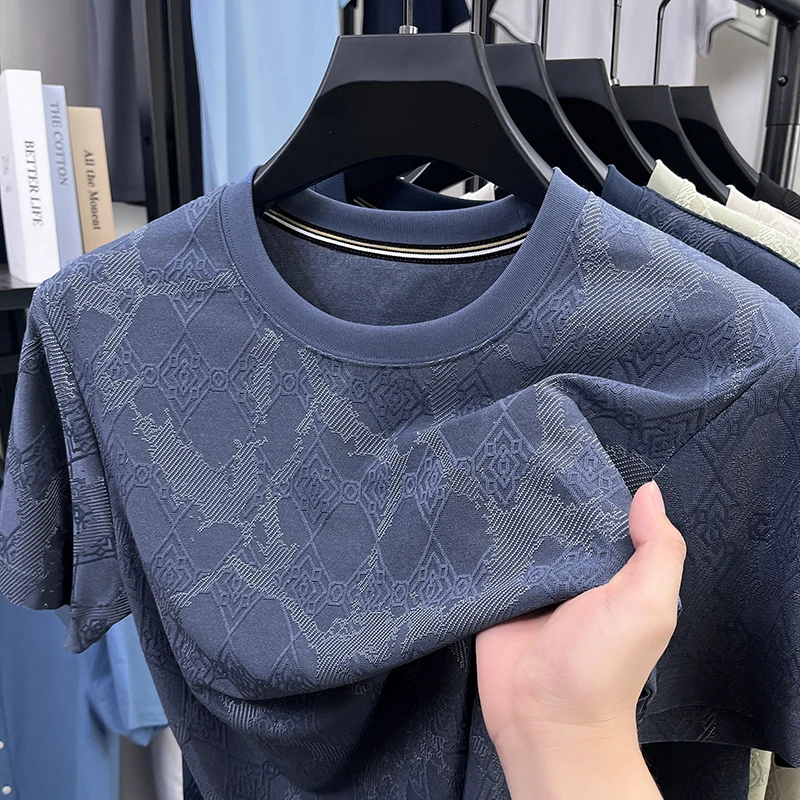 Luxusmarke Designer Exquisiter Druck O-Ausschnitt T-Shirt Trendy Casual Kurzarm Hautfreundlich Bequemes Top Herrenbekleidung