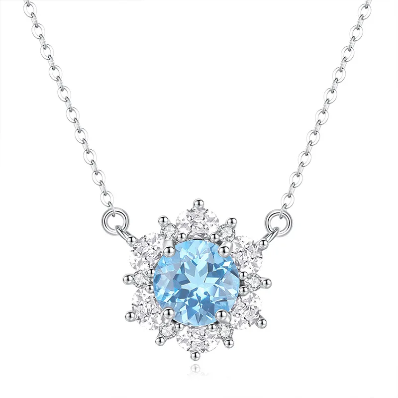 Real 925 Silver Necklace Natural Flower Shape Pendant Earrings for Women Natural Gemstone for Girl Women Jewelry Sets Gift