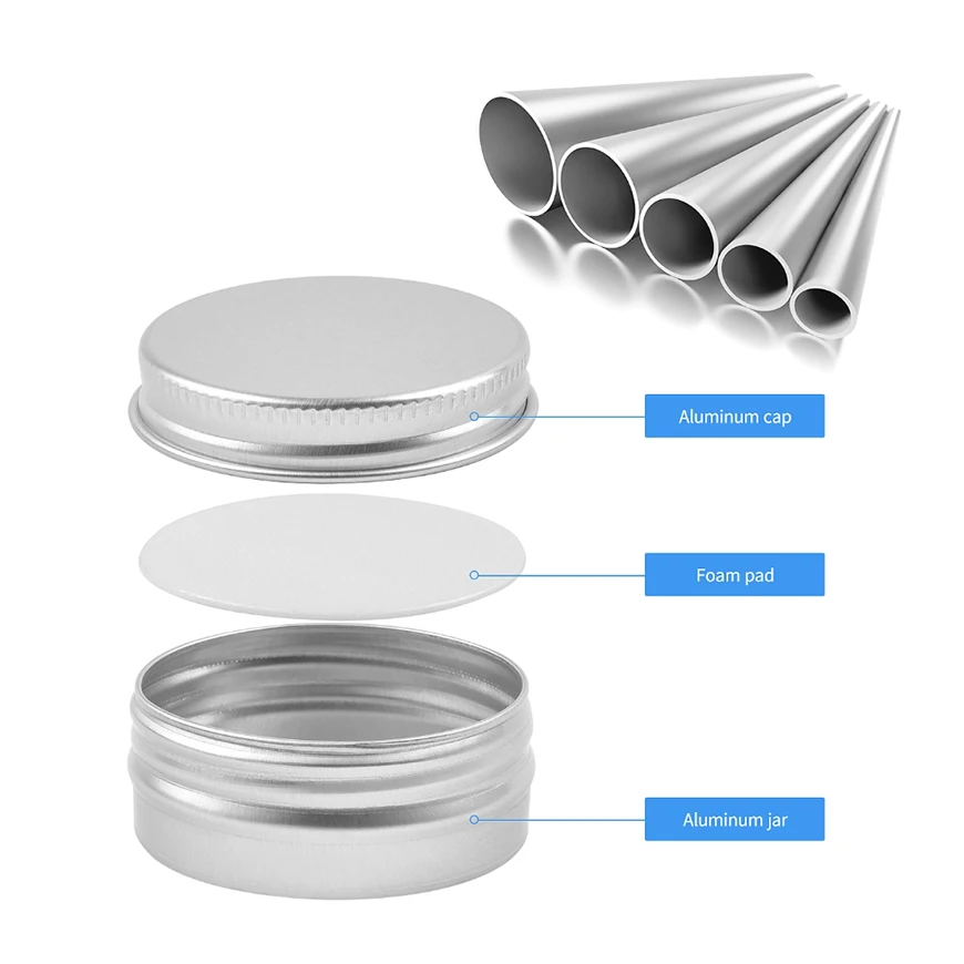 5/50Pcs Round Aluminum Box Tin Cans 5ml 10ml 15ml 30ml 50ml 80ml 100ml Screw Top Lid Storage Beard Lip Balm Oil Craem Empty Can