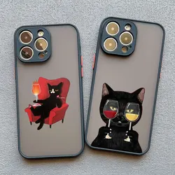 Dark Funny Cartoon Cat Fun Phone Case For iPhone 16 14 13 12 11 15 17 Pro Max X XR XS 12 13 Mini 14 15 Plus Animal Covers
