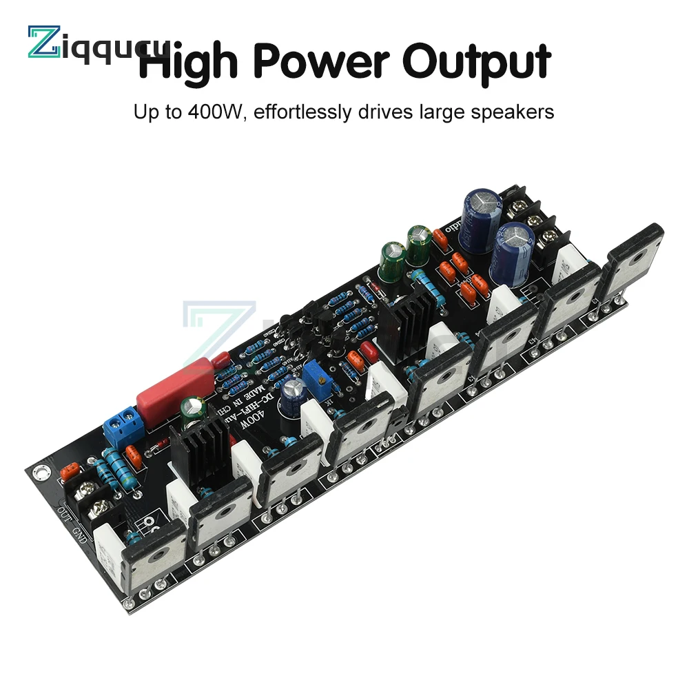 

DC 20V-90V Upgraded 400W Single Channel Power Amplifier 1943+5200 Transistor High Power Audio Amp Module