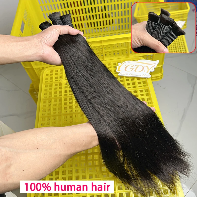 

15A Необработанные 100% человеческие волосы без утка Необработанные девственные вьетнамские волосы Прямые волосы Объемные натуральные волосы без утка для плетения