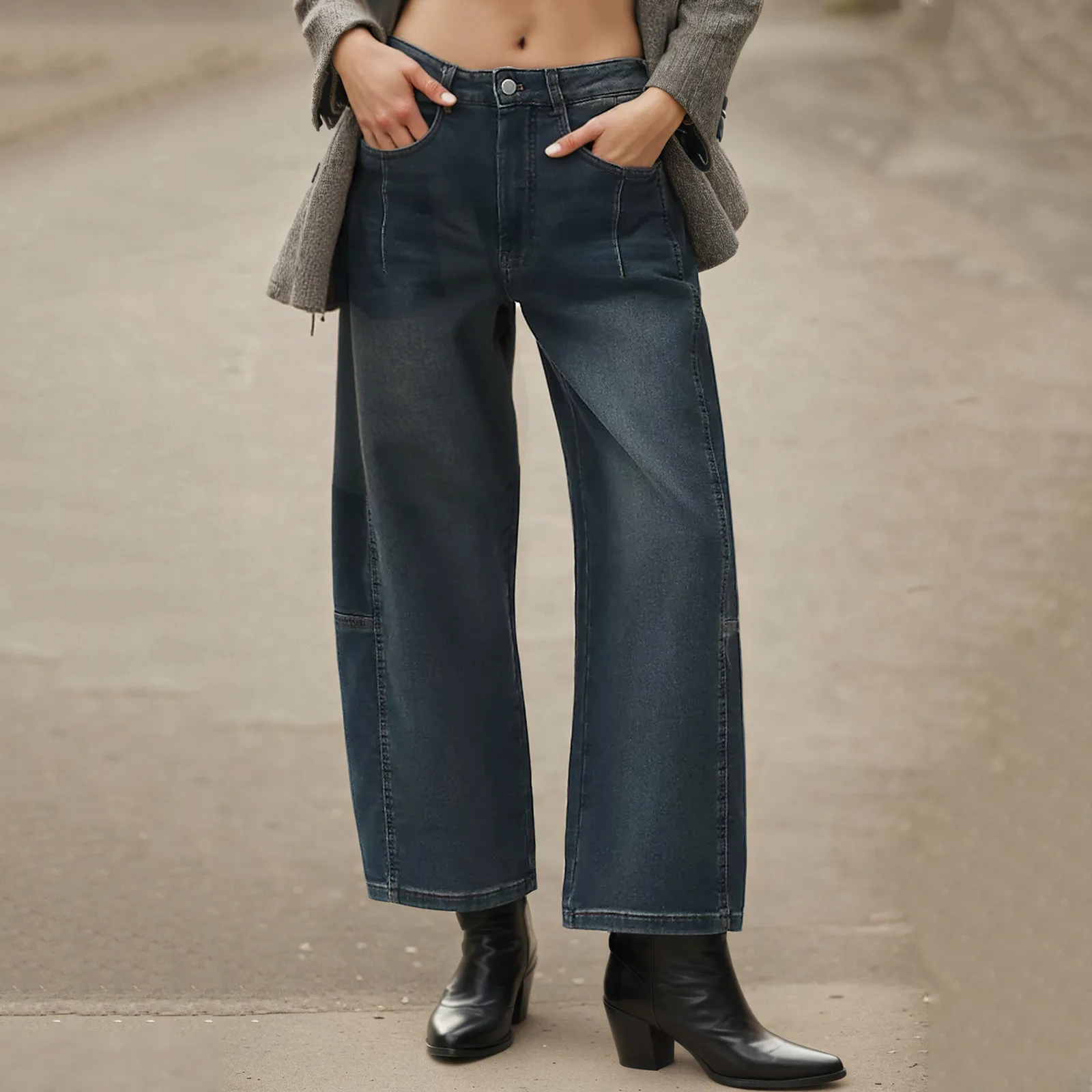 

New Straight Jeans Women Classic High Waist Wide Leg Ankle-length Denim Pants Streetwear 2025 Summer Womens Jeans