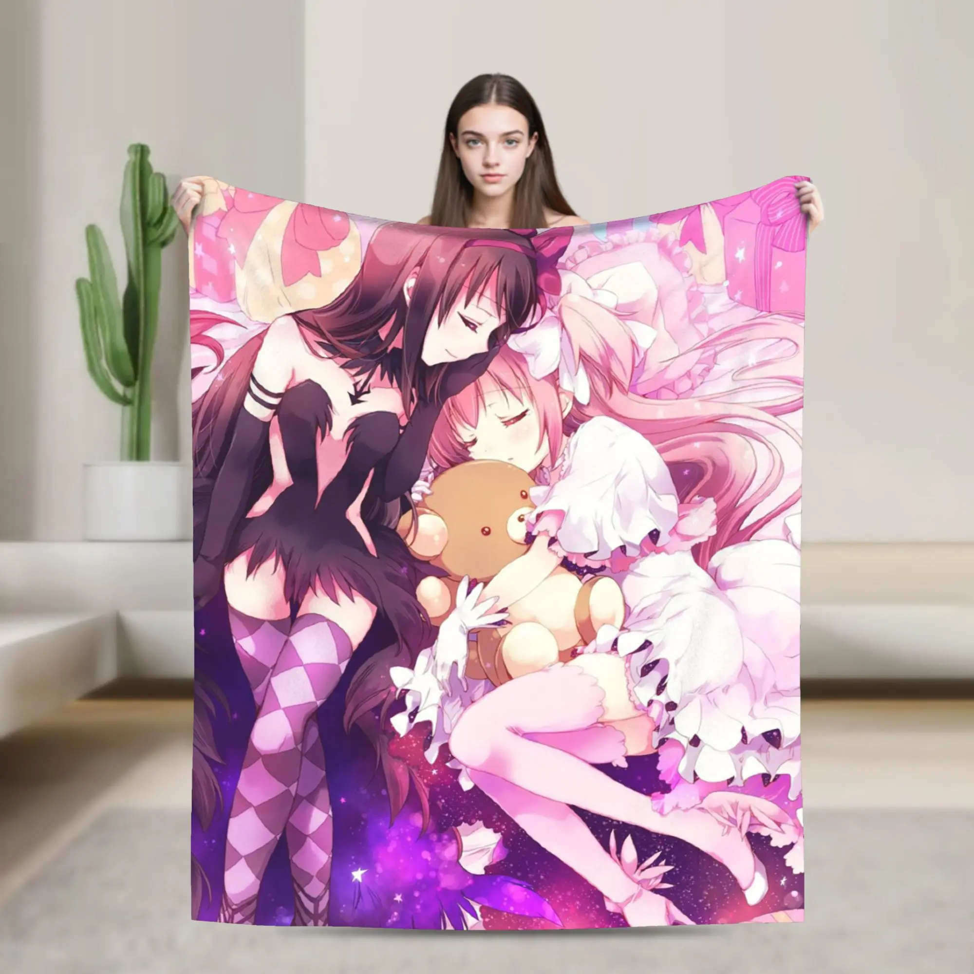 Akemi Kaname Blanket Puella Magi Madoka Magica Plush Throw Blankets Summer Air Conditioning Decoration Ultra-Soft Warm Bedspread