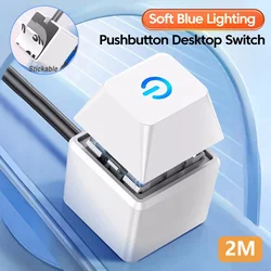 2M Desktop Computer Host Switch PC Motherboard External Start Power On Off Button LED Lights Extension Cable For Home Office