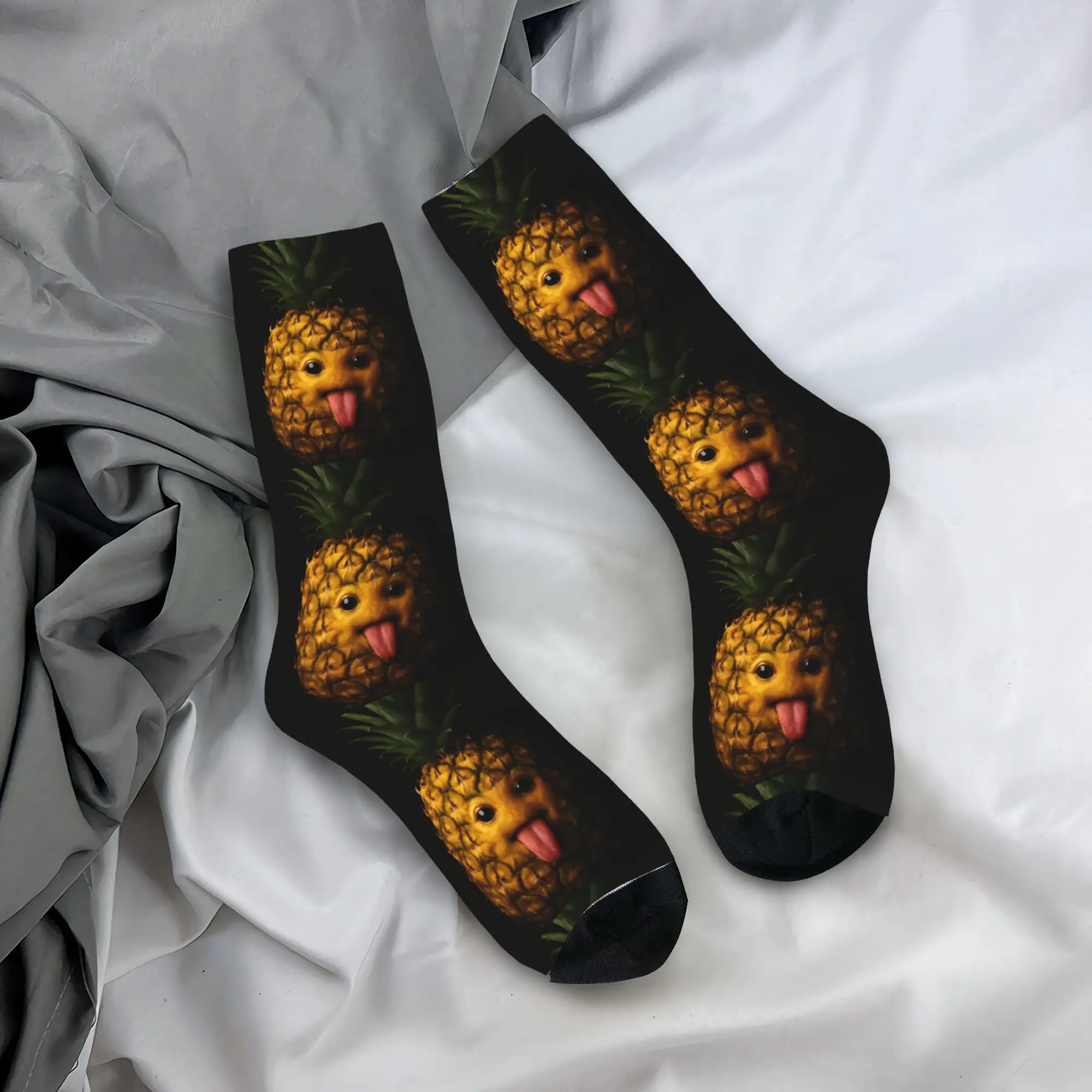

Funny Silly AI Pineapple Gen Z Meme Brainrot Humor Fruit Stockings Socks Adults Men High Quality Socks Winter Non Slip Socks