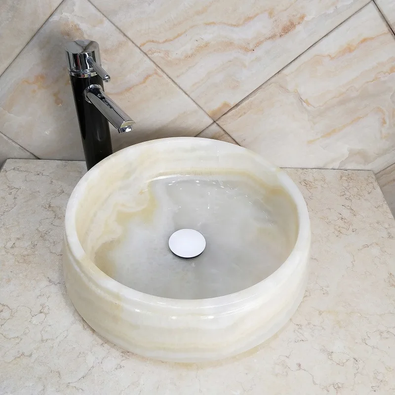 On-stage wash basin, white jade integrated, thickened art bathroom bathroom jade basin