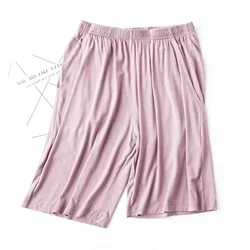 Zomer nieuwe modale vrouwelijke slaapbroek dunne shorts uit één stuk losse grote maat casual shorts zakbroek thuisbroek bodems