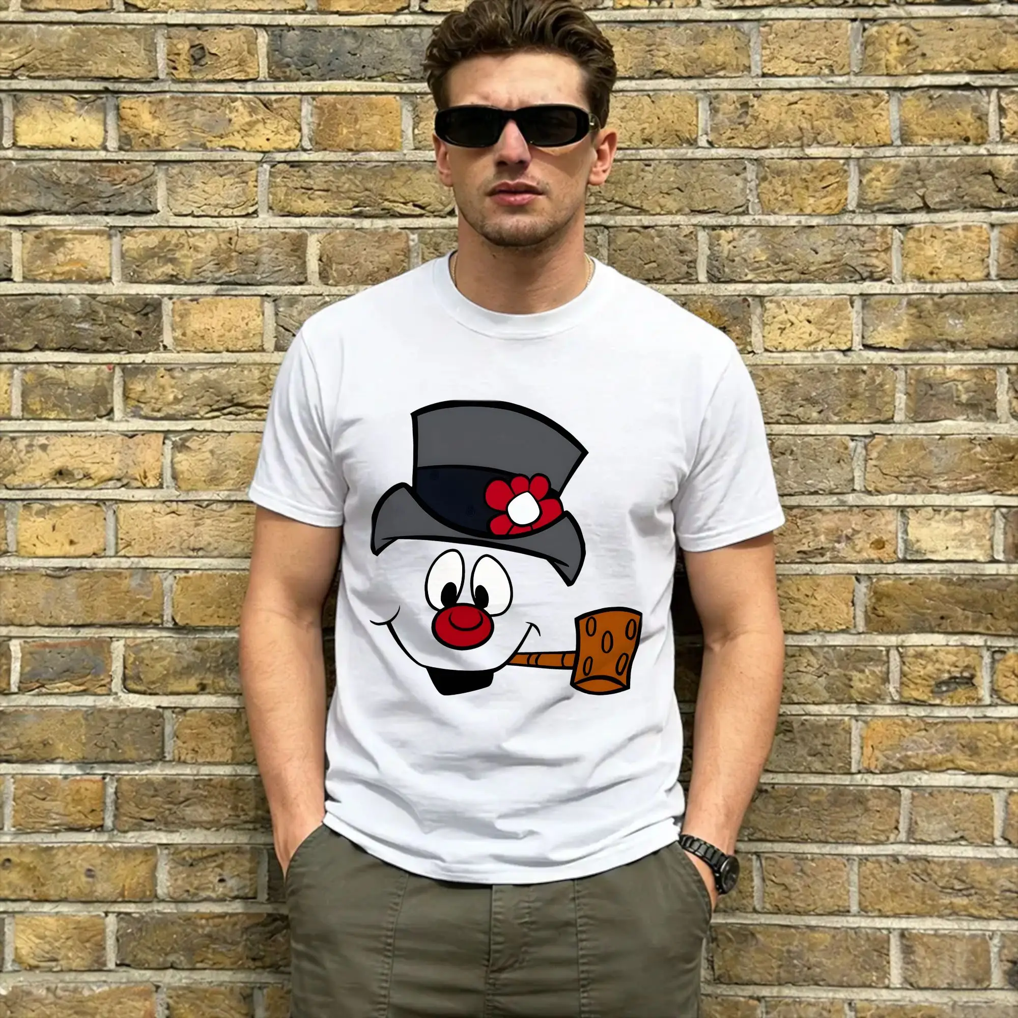 Snowman Frostys T Shirt Summer  Cotton T Shirts For Couple Harajuku Print Tshirt Short Sleeve Vintage Tops