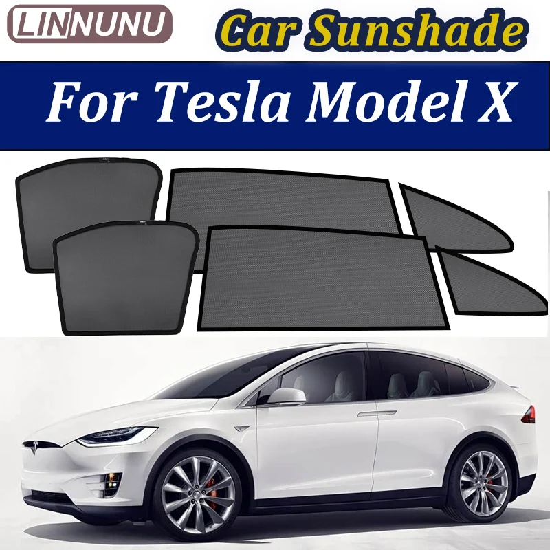

LINNUNU Для Tesla Model X 2015-2026: Магнитная солнцезащитная шторка на окно, сетка от солнца и УФ-излучения, защита конфиденциальности, аксессуар для интерьера автомобиля
