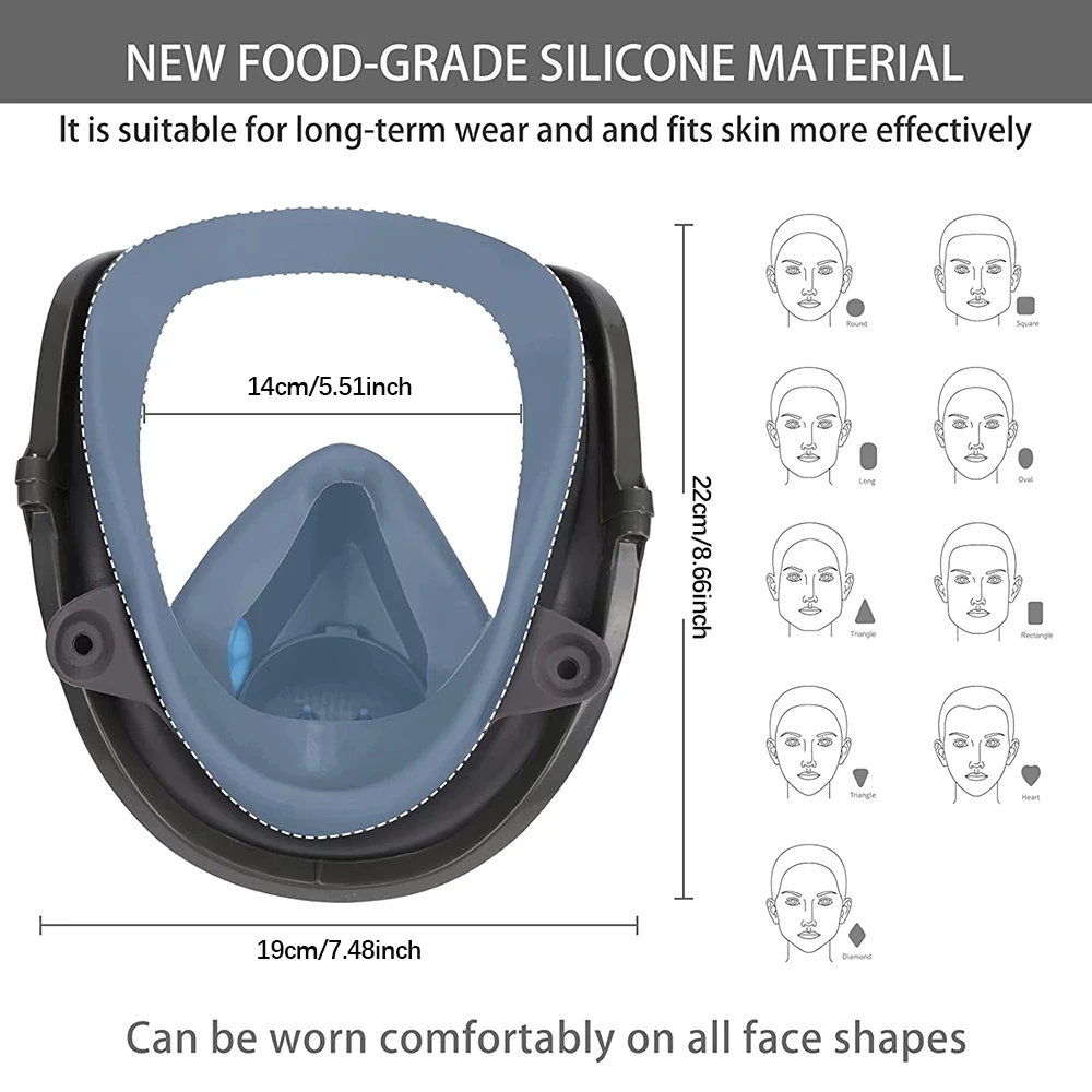 27 in1 6800 maschera integrale riutilizzabile ampio campo visivo ampiamente utilizzato nella saldatura della vernice respiratore 6800 per la