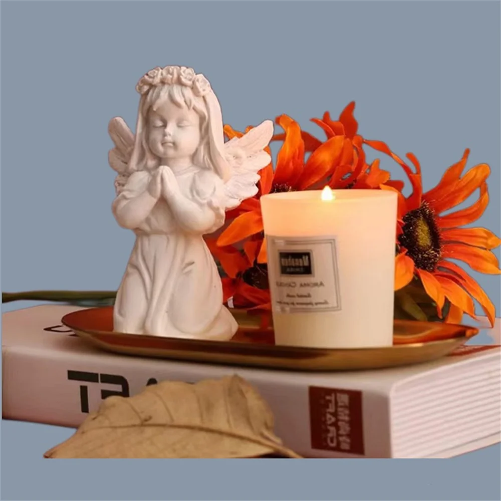 Silicone Fondant Mold 3d Prayer Angel Boy Girl Diy Soft Pottery Plaster Chocolate Jelly Cake Decor Baking Tools Resin Craft Mold