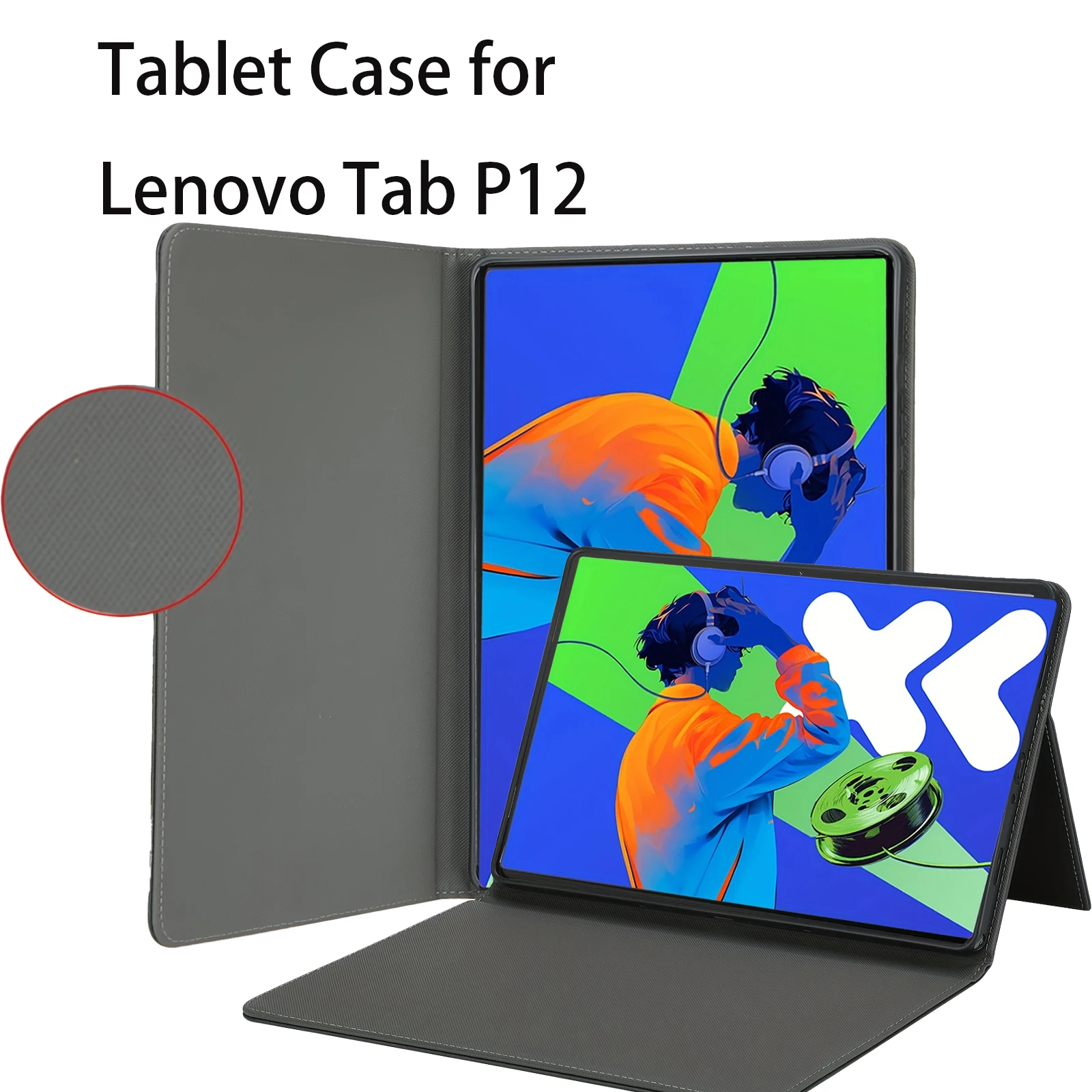 Tablet Case for Lenovo Tab P12 2023 Protective Cover Kickstand Function Shockproof (PU leather+ TPU Cover)