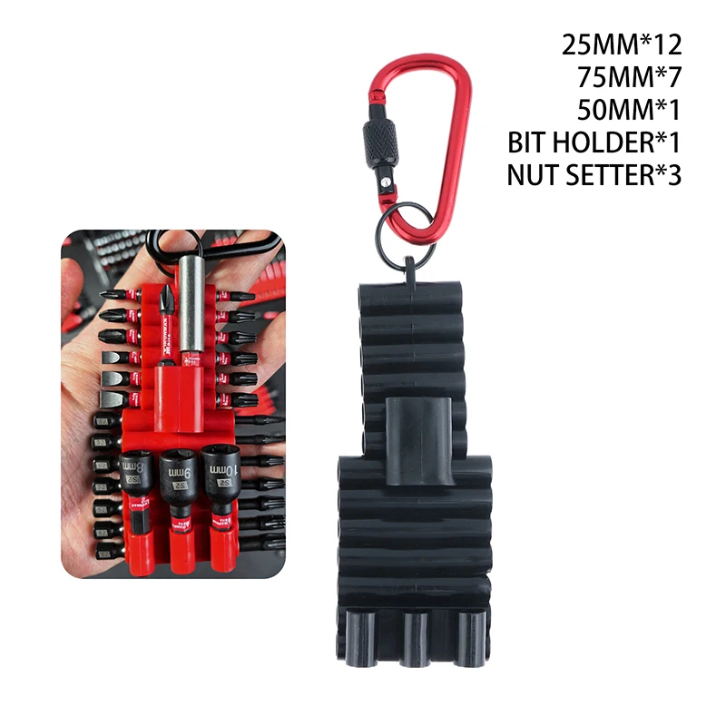 New Portable Rubber Screwdriver Bit Holder With Carabiner Keychain Bits Holder Multi Cross Driver Bit Organizer Sleeve Holder