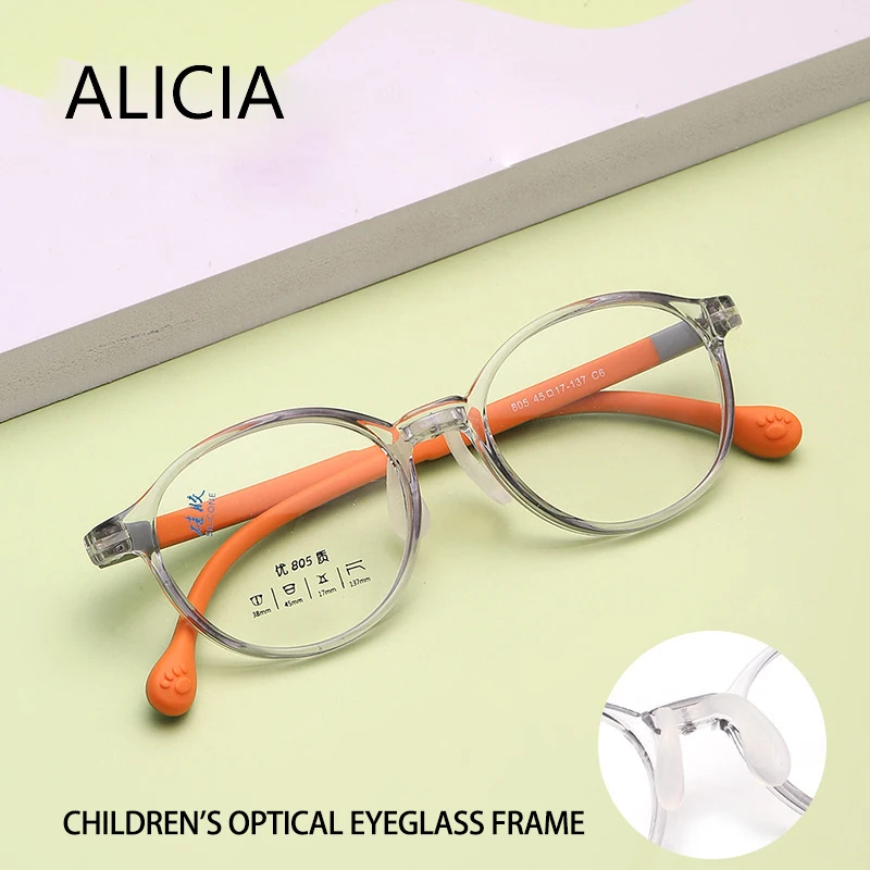 

Fashion Round Ultra light TR90 Eyewear Comfortable Silicone Material Boys Girls Eyewear Optical Prescription Frames Children's