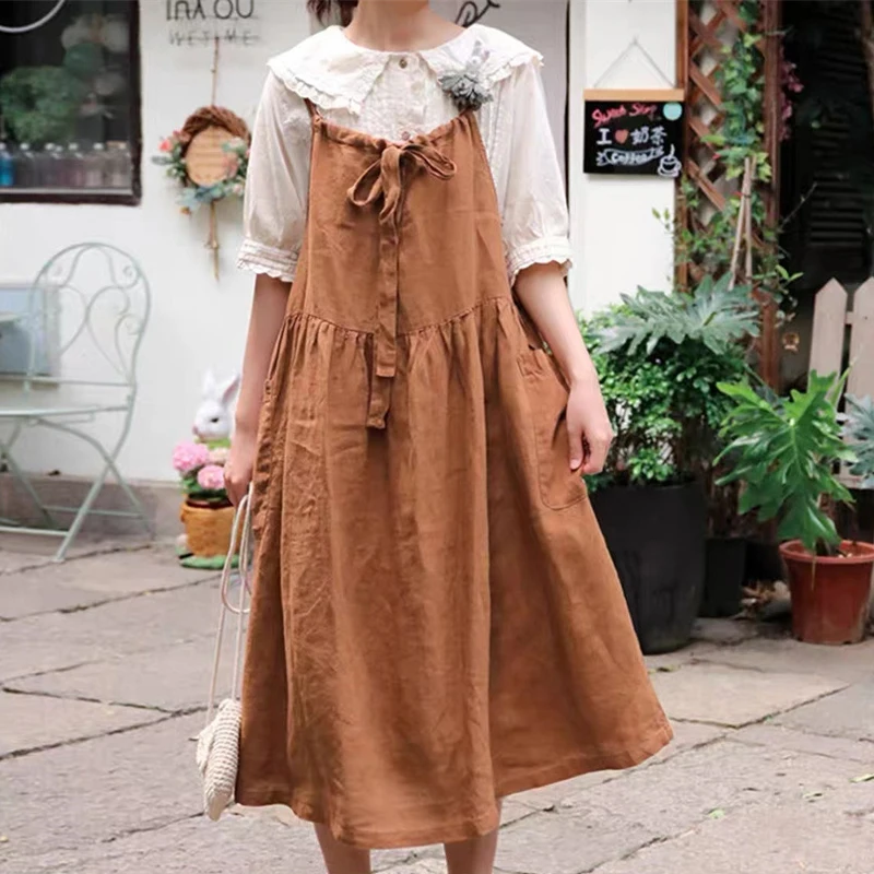 Johnature Forest Women Sundress Dress 2024 New Spring Summer Japanese Literary Retro Casual Cotton Loose Women Dresses