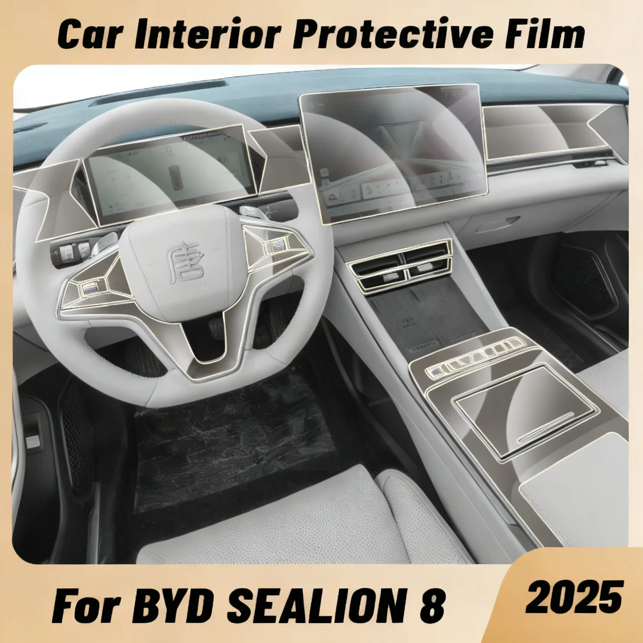 For BYD SEALION 8 2025 Anti-scratch Car Interior Center Console Media Dashboard Navigation TPU Protector Film