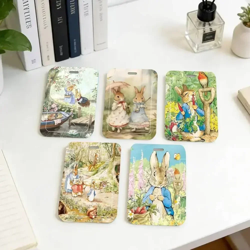child enlightenment hand drawn P-Peter Rabbit   ID Card Holder Neck Strap Pendant Door Badge Holder Lanyards Keychain