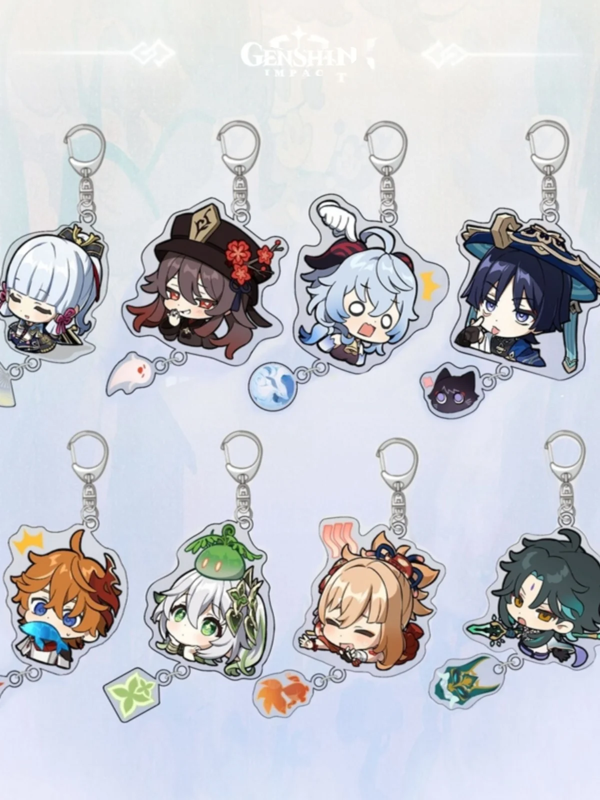 

Genshin Impact Xiao Keychain Alhaitham Diluc Furina Lynette Acrylic Keyring Cosplay Pendant Accessories Fans Gifts