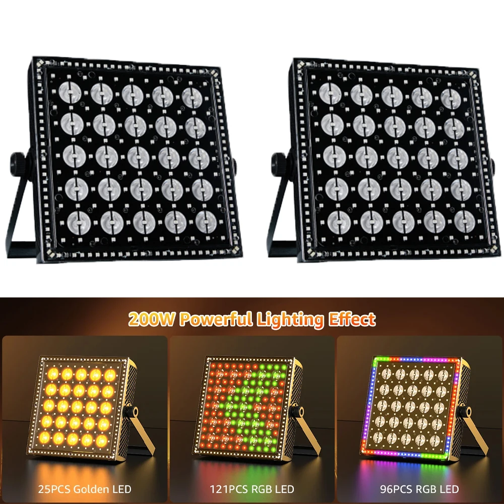 

2PCS 200W Wall Washer Light 25PCS*Golden LED Dyeing Lights Stage Effect Lighting Projector for Theater Live Show Bar Club