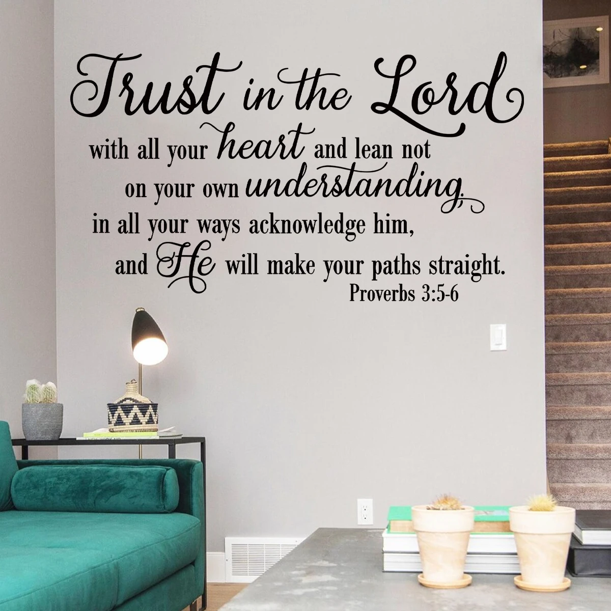 Scripture“Trust in the Lord With All Your Heart”Art Wall Stickers for Kids Room Bedroom Nursery Home Decoration Wall Decal