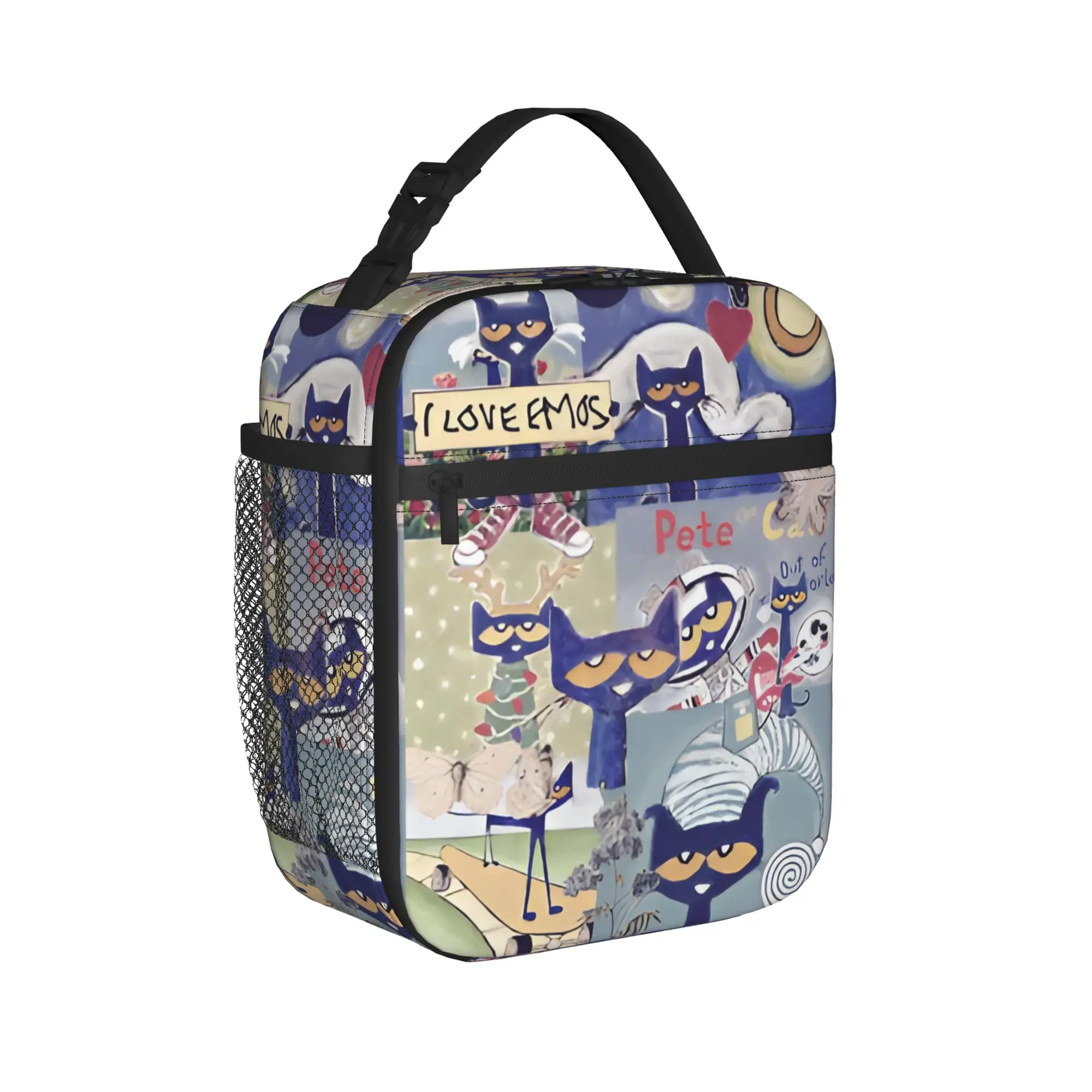 Cool Kitten Pete the Cat   Insulated Lunch Bags High Capacity Cartoon  Lunch Container Cooler Bag Lunch Box Tote Work  Picnic