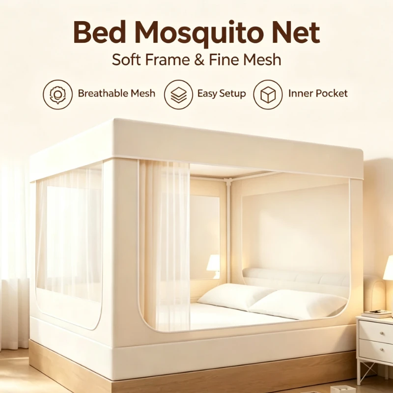 Morandi Floral Bed Canopy – Full Coverage, Privacy & Anti-Mosquito, Fits Single/Double Beds, Soft Fabric, Modern Style