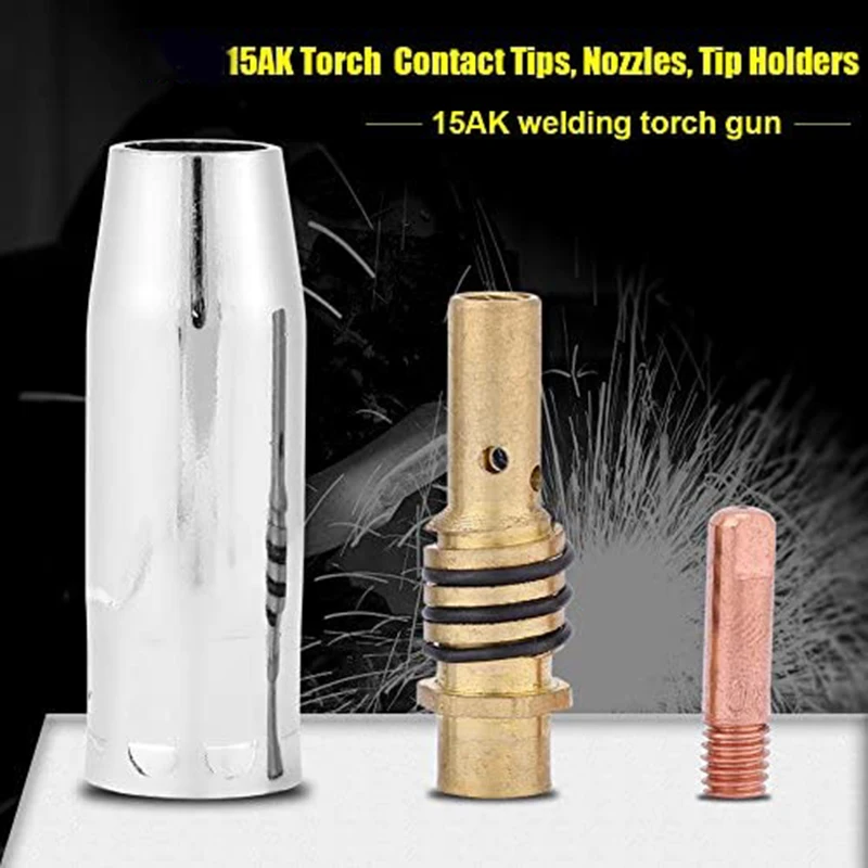 3Pcs 15AK Welding Torch Consumables 0.6mm 0.8mm 0.9mm 1.0mm 1.2mm MIG Torch Gas Nozzle Tip Holder of 15AK MIG MAG Welding Torch