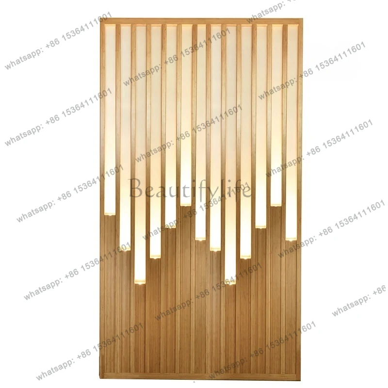 

Nordic living room screen dining room partition spotlight grille entrance decoration modern bamboo and wood light luxury