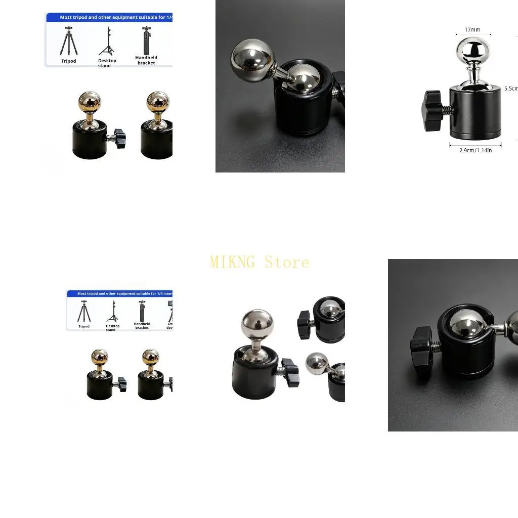 360Degree Rotatable Metal Ball Head Adapters 17Mm Ball and 1/4 Screw Tripod Mount Best Sale