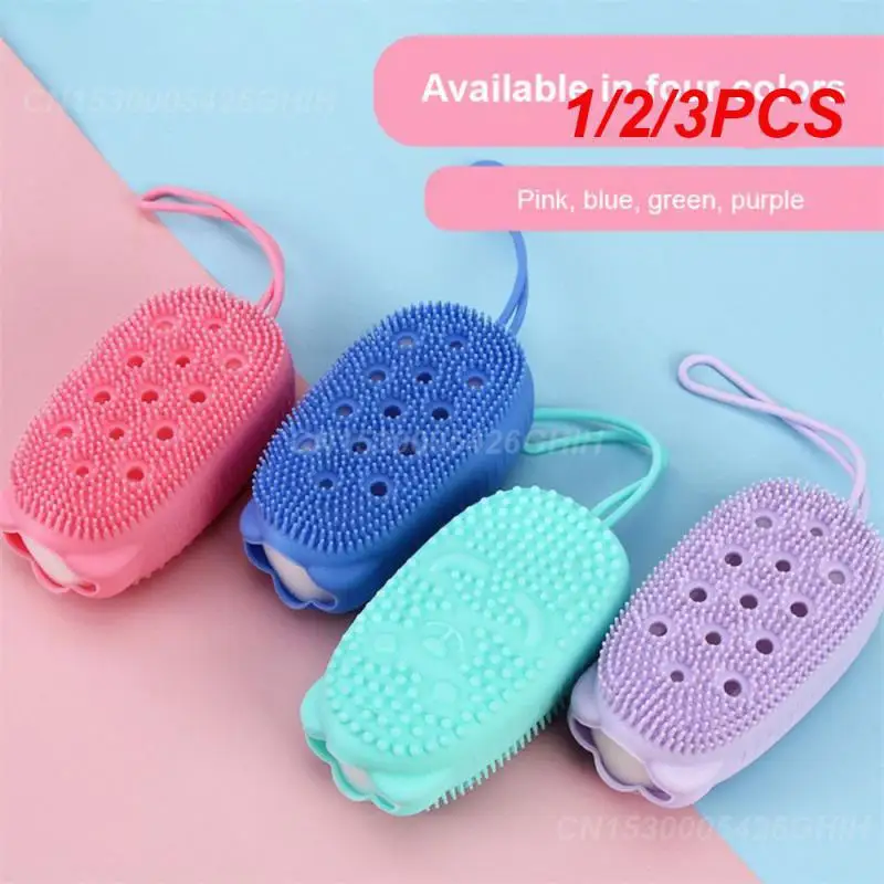 1/2/3PCS Silicone Bath Towel Bathing Purple Durable Children's Cleaning Brush Sponge Bath Brush Bath Wipe There Must Be